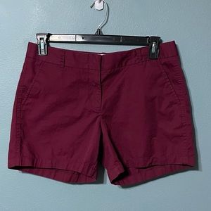J. Crew Dark Red 5 Inch Chino Shorts
